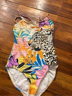 No Boundaries Multicolor Tropical Leopard One-Piece Swimsuit